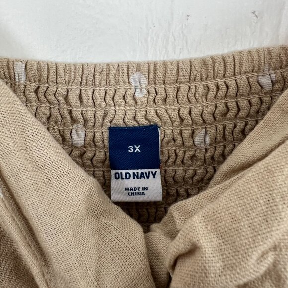 NWT Old Navy Tan Polka Dot Linen Blend Jumpsuit 3X zq - Picture 2 of 6